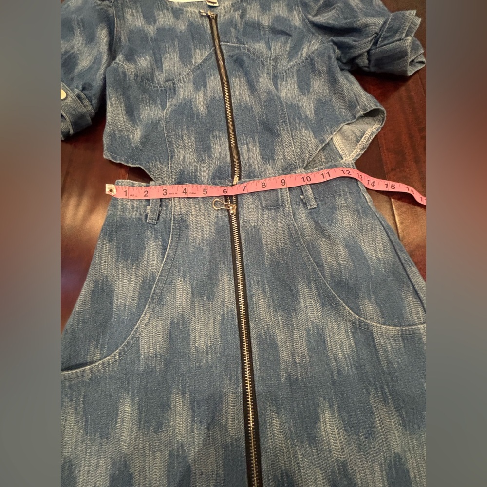 NWOT: Denim Matching Set With Top and Skirt With Zippers